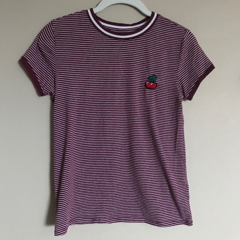 Red and White Striped Tee